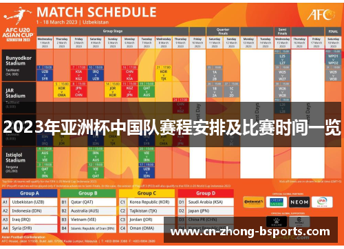 2023年亚洲杯中国队赛程安排及比赛时间一览